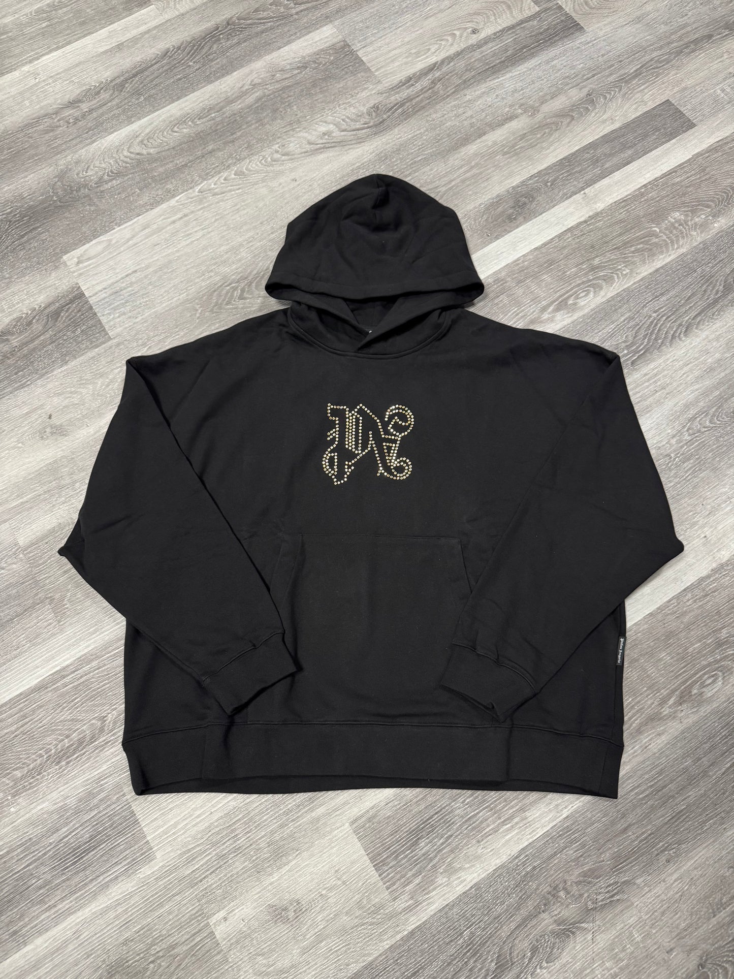 Palm Angels Black Monogram Rhinestone Statement Hoodie