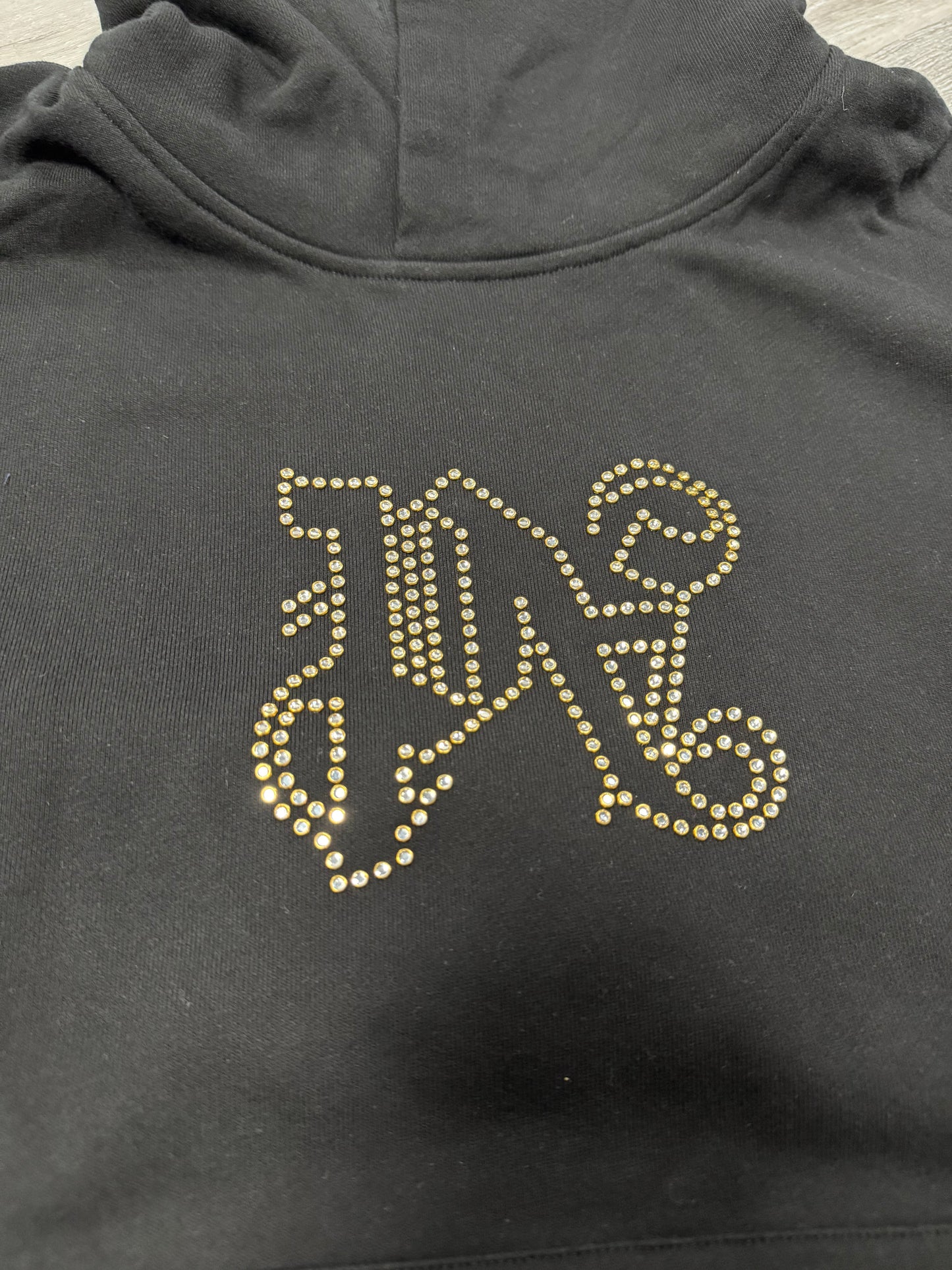 Palm Angels Black Monogram Rhinestone Statement Hoodie