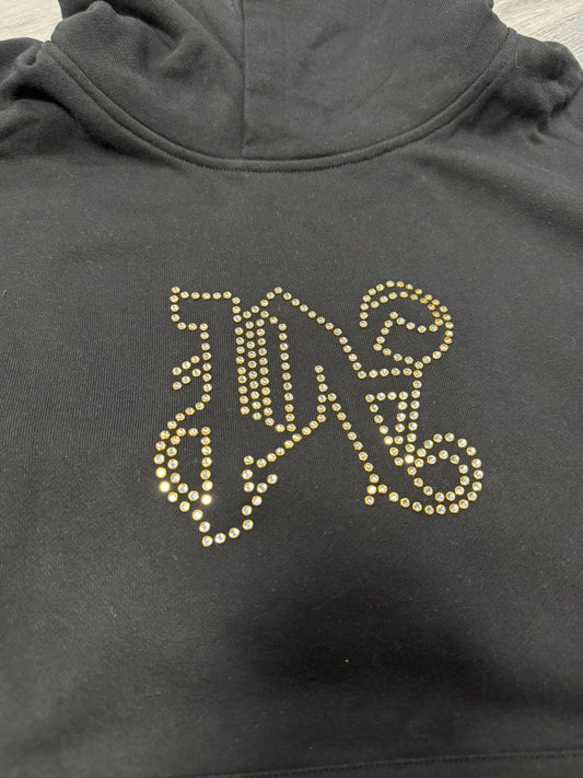 Palm Angels Black Monogram Rhinestone Statement Hoodie