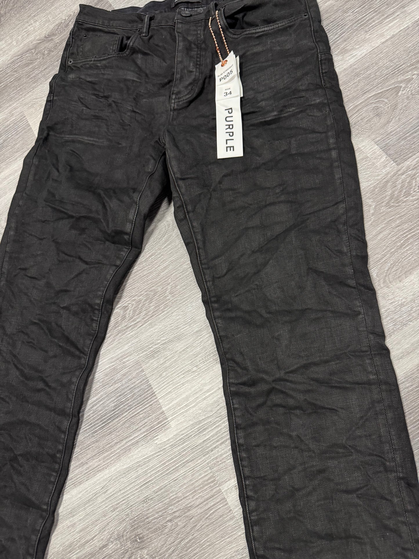 Purple Brand Black Resin 3D Denim Jeans