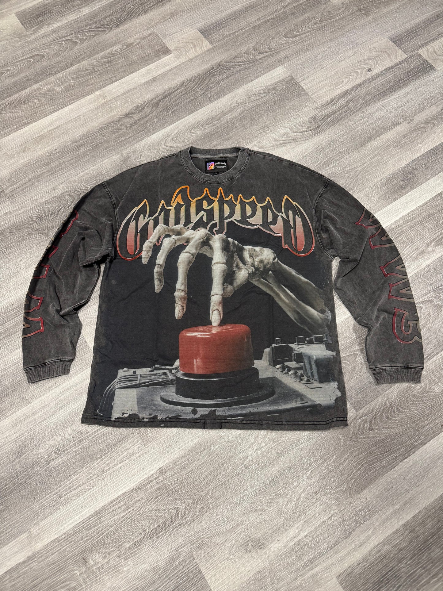 Godspeed Code Red Longsleeve Tee (Grey Wash)