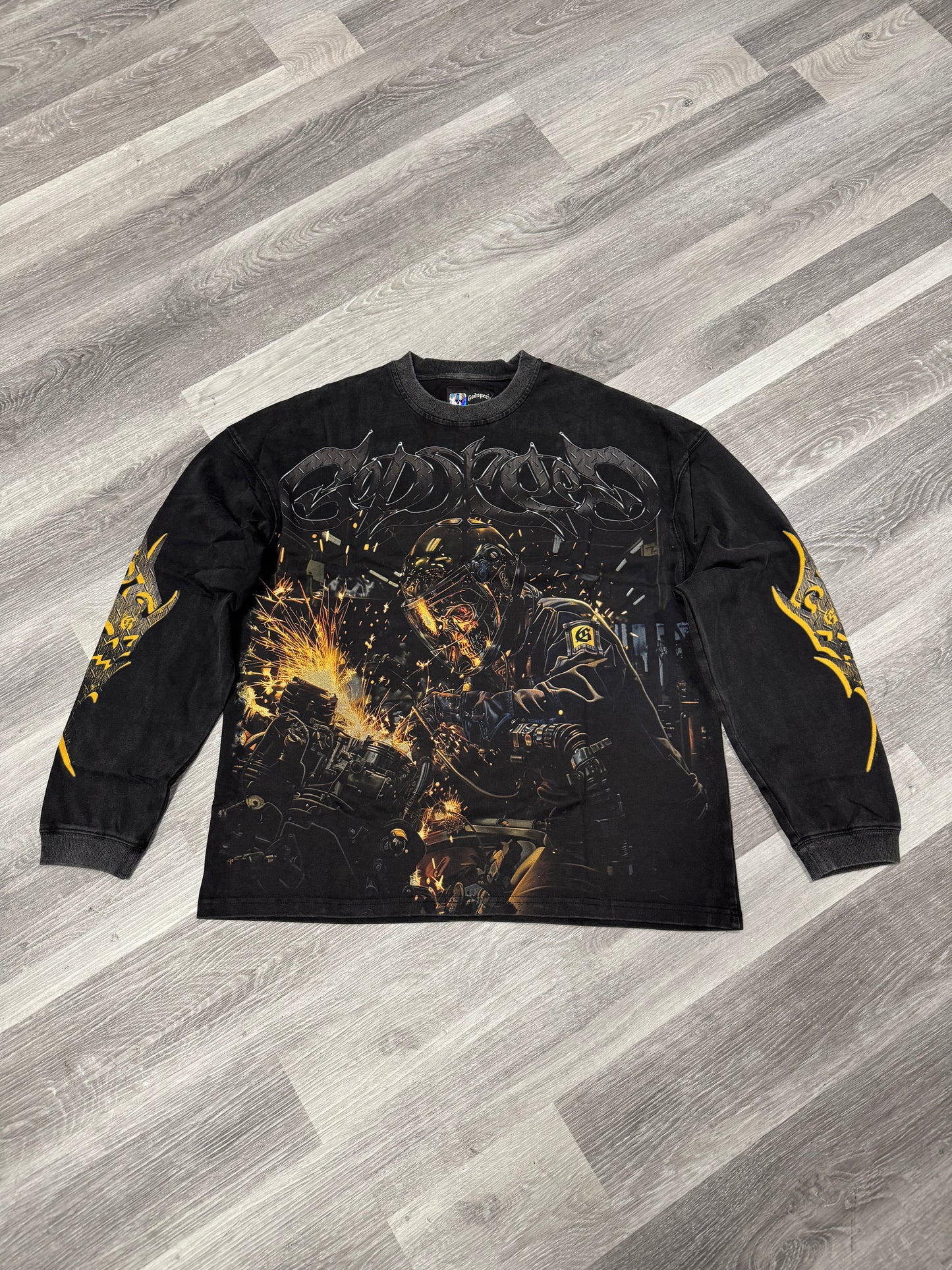 Godspeed Steel Sharpens Steel Longsleeve Tee (Black Wash)