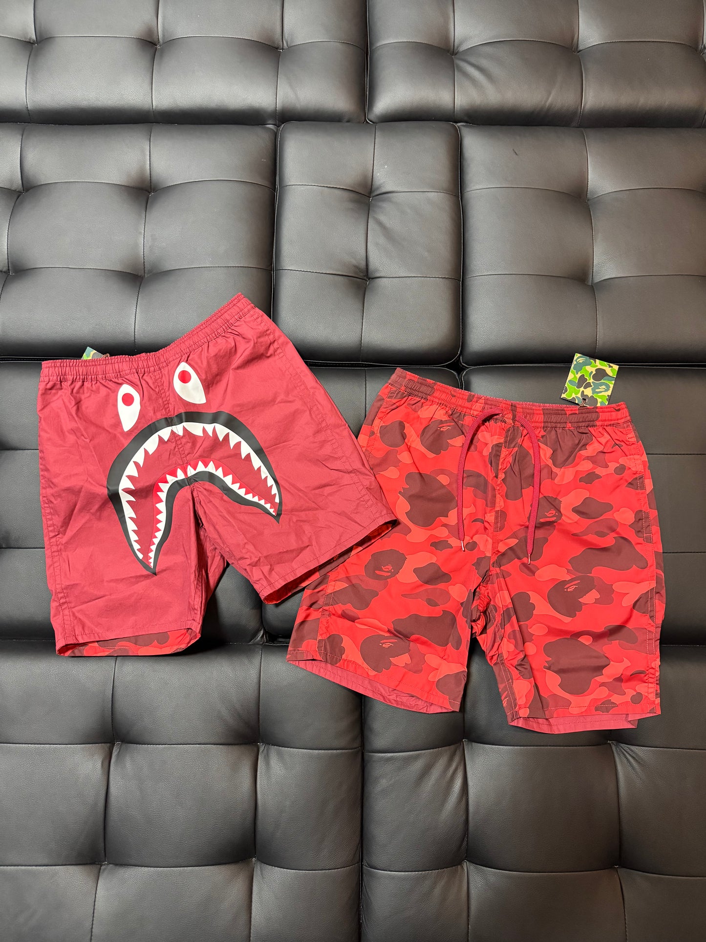 Bape Red Camo Shark Reversible Shorts