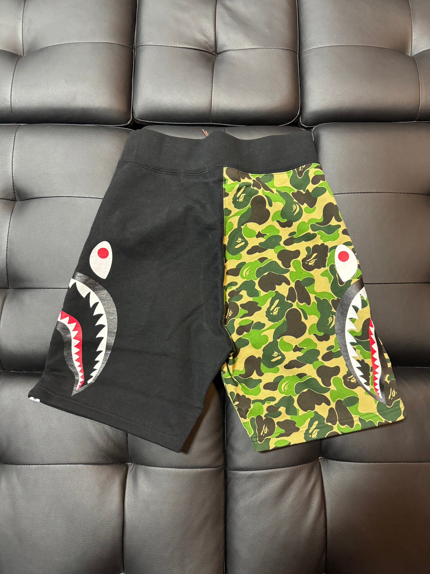 Bape ABC Camo Side Shark Sweat Shorts (Green)