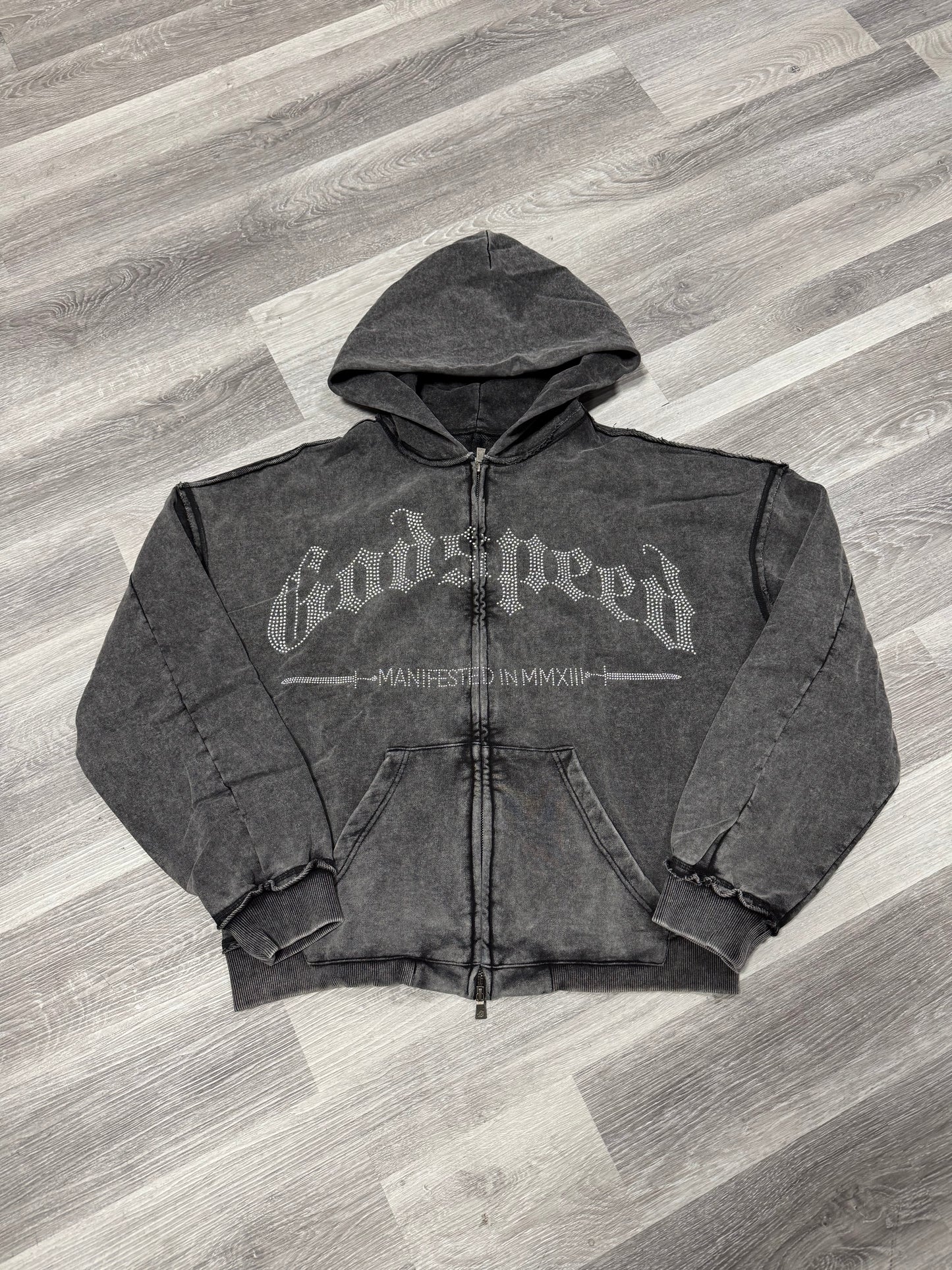 Godspeed Studded OG Logo Hoodie (Grey Wash)