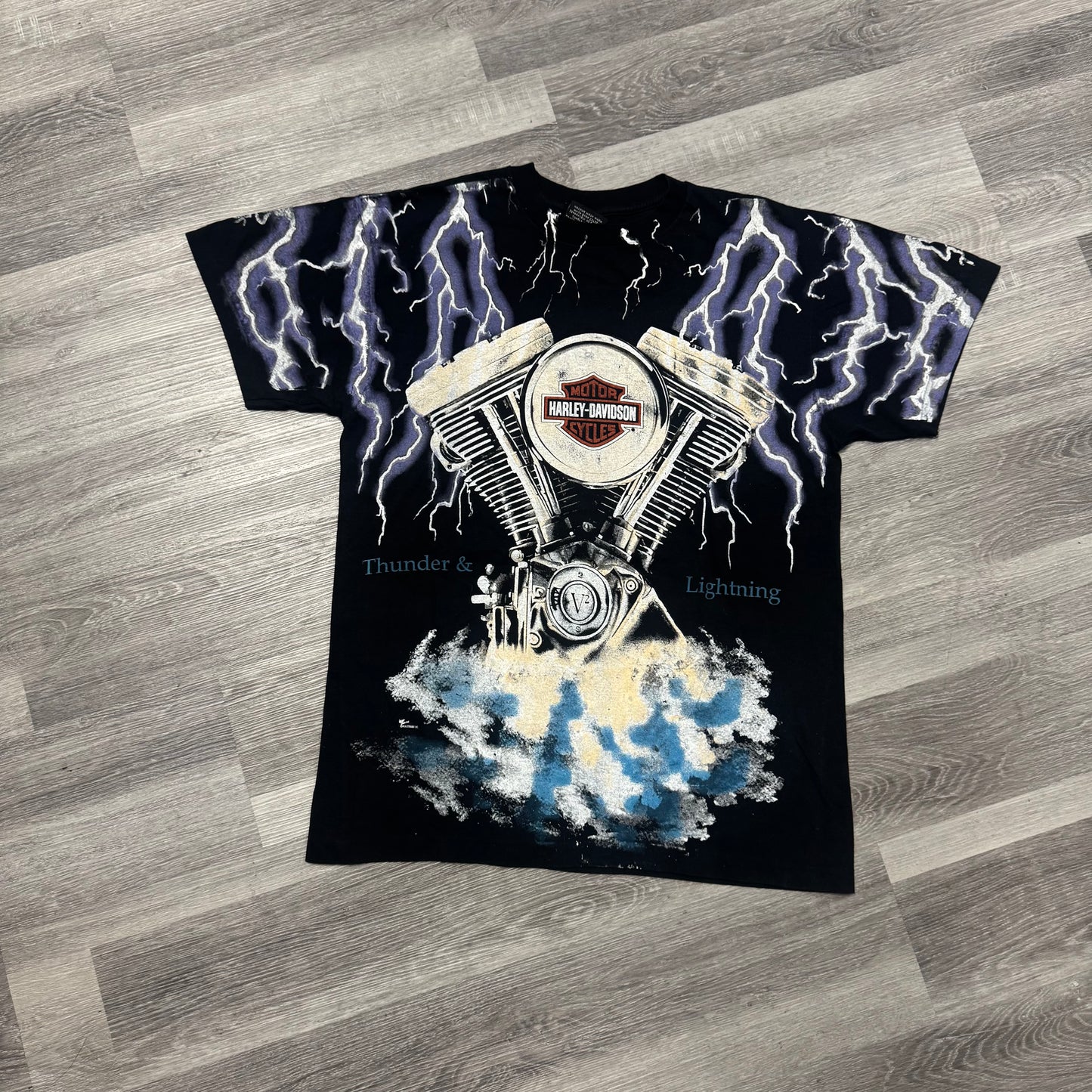 Harley Davidson Thunder and Lightning Graphic Tee (Blue)