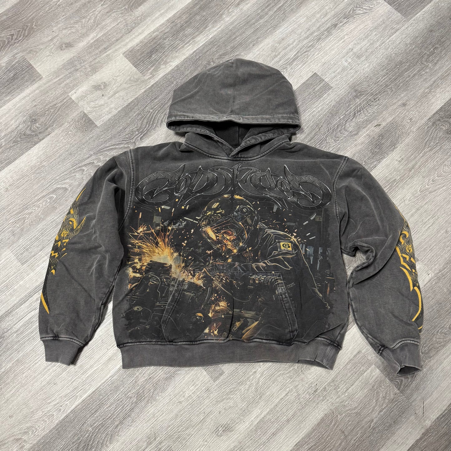 Godspeed Steel Sharpens Steel Hoodie (Grey Wash)