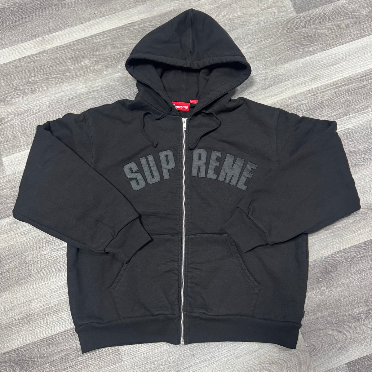 Supreme Arc Logo Thermal Zip up Hoodie (Black)