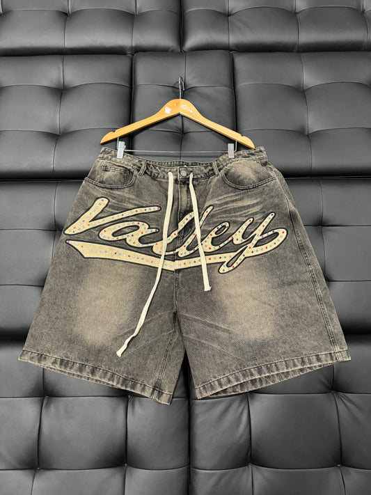 Valley Skittles Denim Shorts (Black)