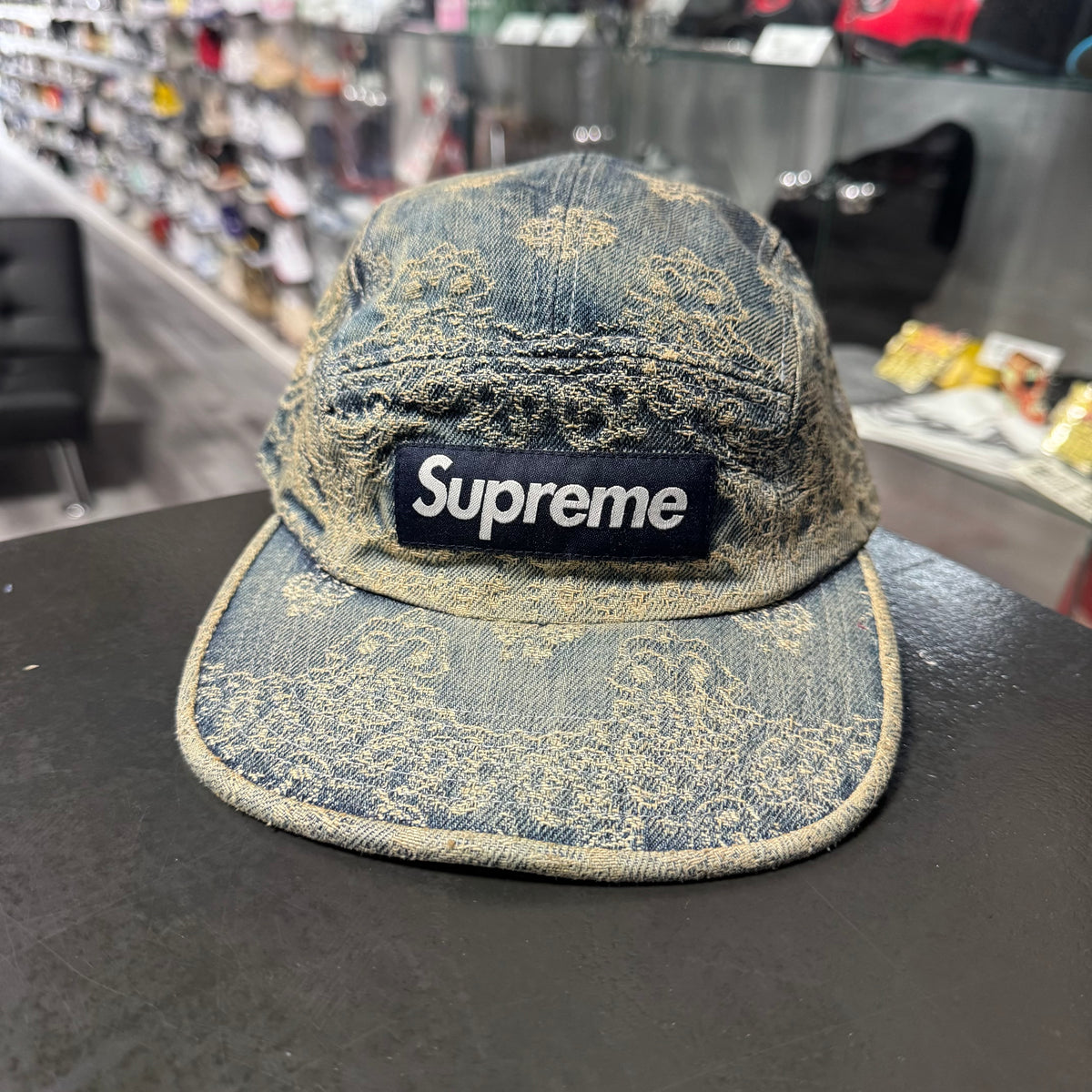 Supreme Bandana Jacquard Denim Camp Hat (Blue)