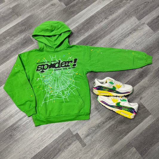 Sp5der Rhinestone Pink v2 Hoodie (Slime Green)