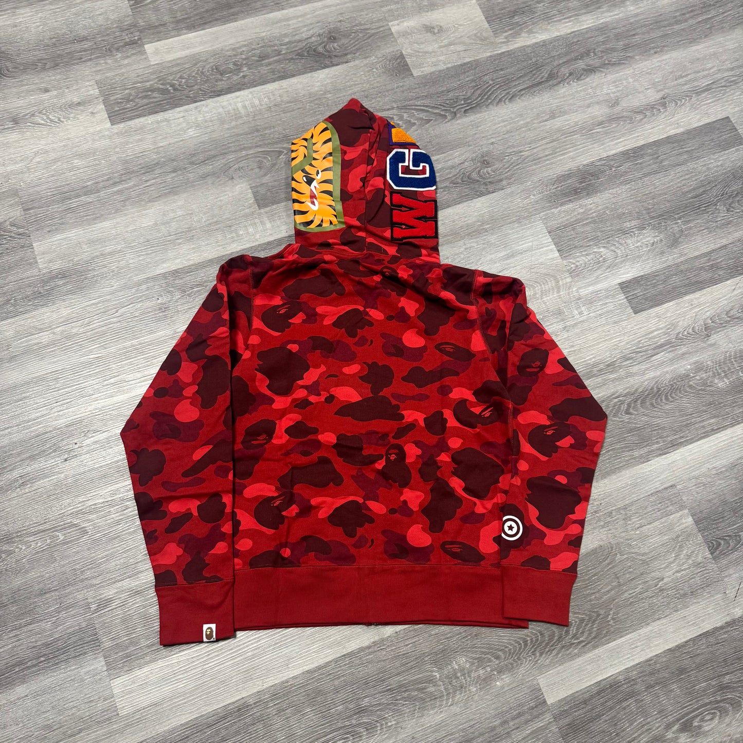 Bape Tiger Shark Camo Zip Up Hoodie (Red)