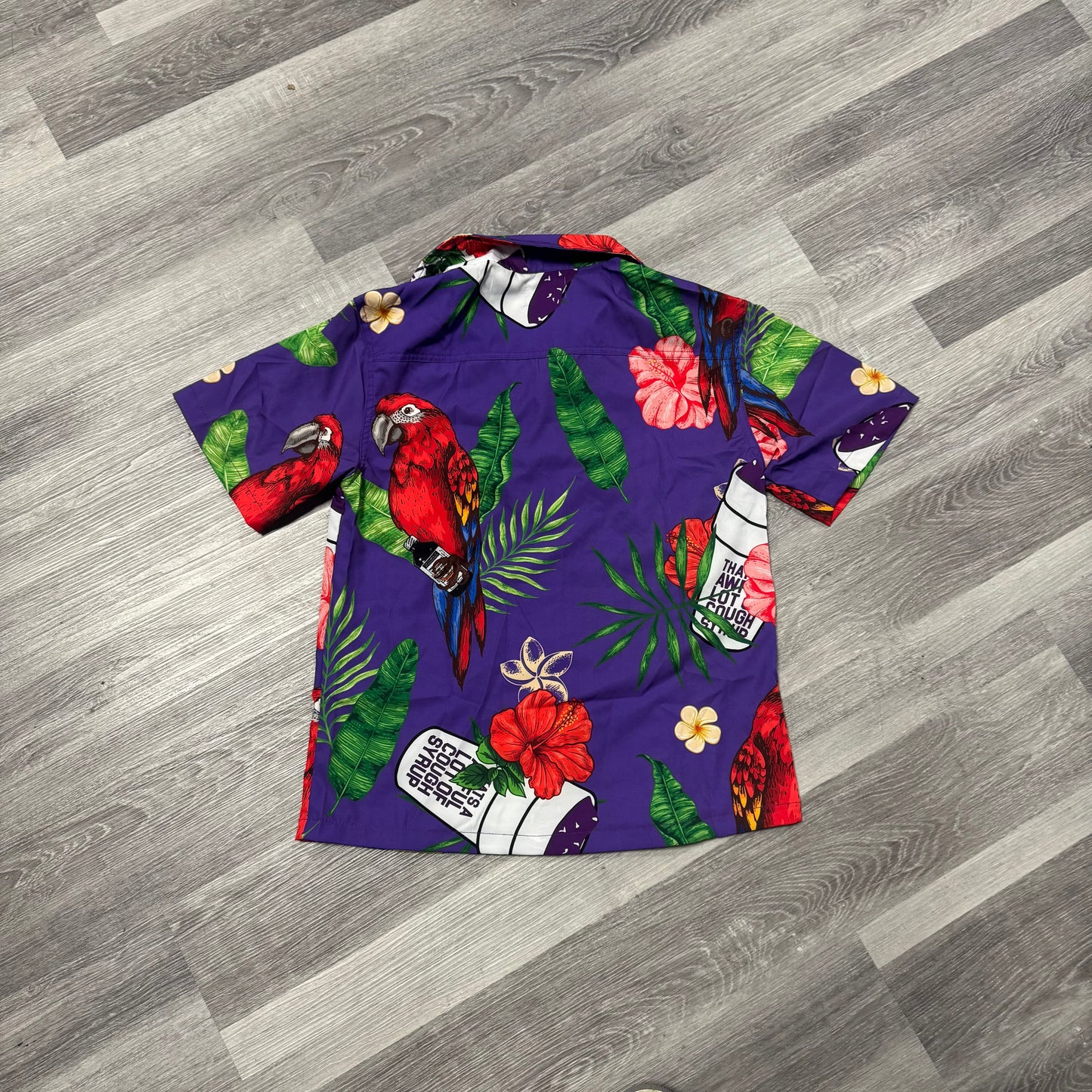 Thats a Awful Lot of Cough Syrup Hawaiian Button Up Shirt (Purple)