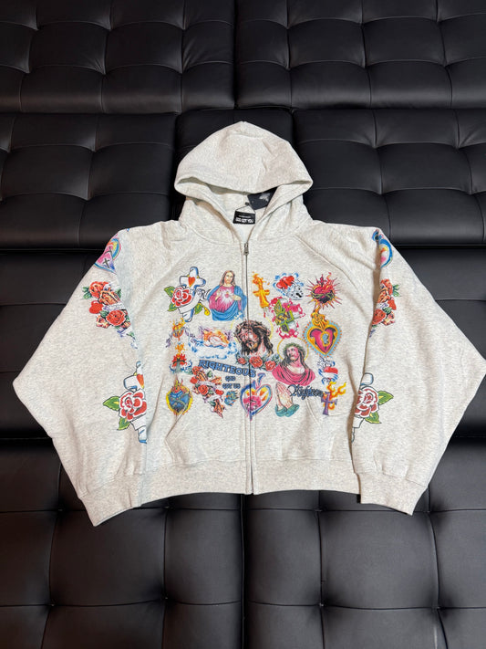 Righteous Risen King Zip Up Hoodie (Grey)