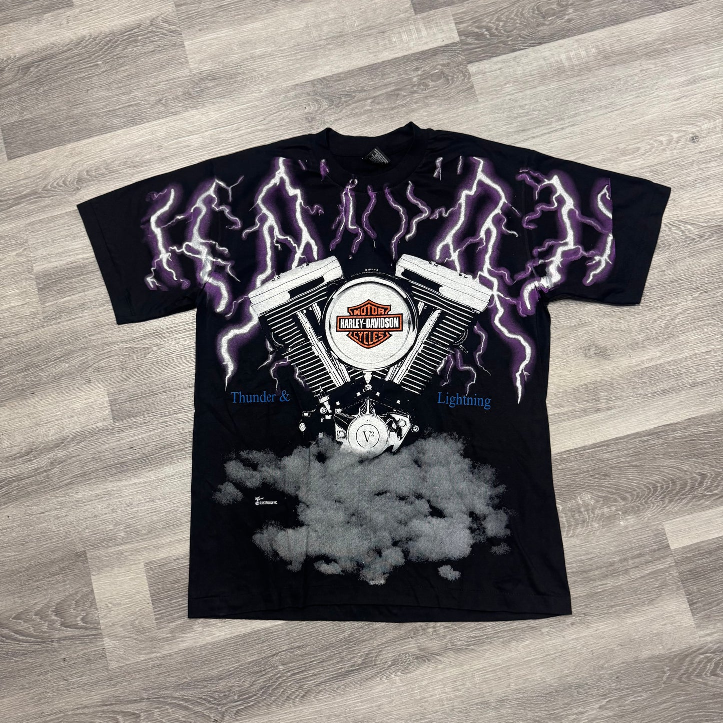 Harley Davidson Thunder and Lightning Graphic Tee (Purple)