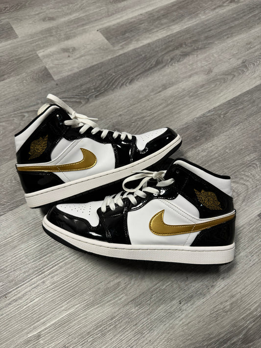 Jordan 1 Mid Patent Black Gold / Preowned