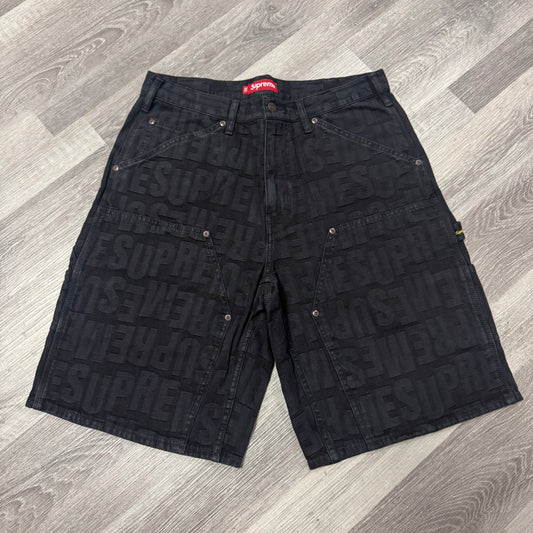 Supreme Repeat Jacquard Double Knee Denim Shorts (Black)