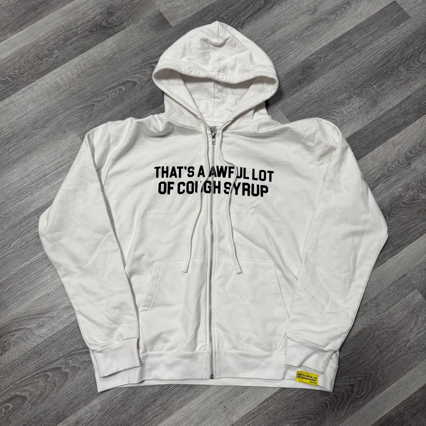 Thats a Awful Lot of Cough Syrup Classic Zip Up Hoodie (White)