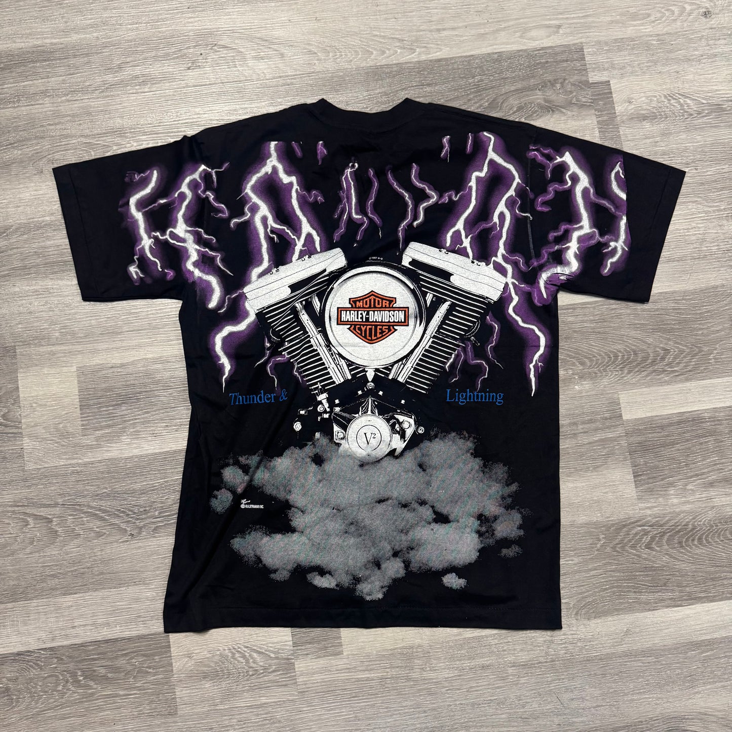 Harley Davidson Thunder and Lightning Graphic Tee (Purple)