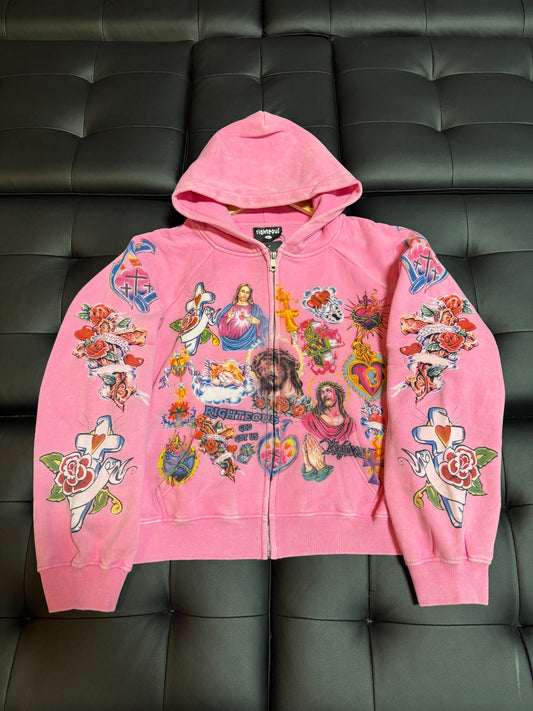 Righteous Risen King Zip Up Hoodie (Pink)
