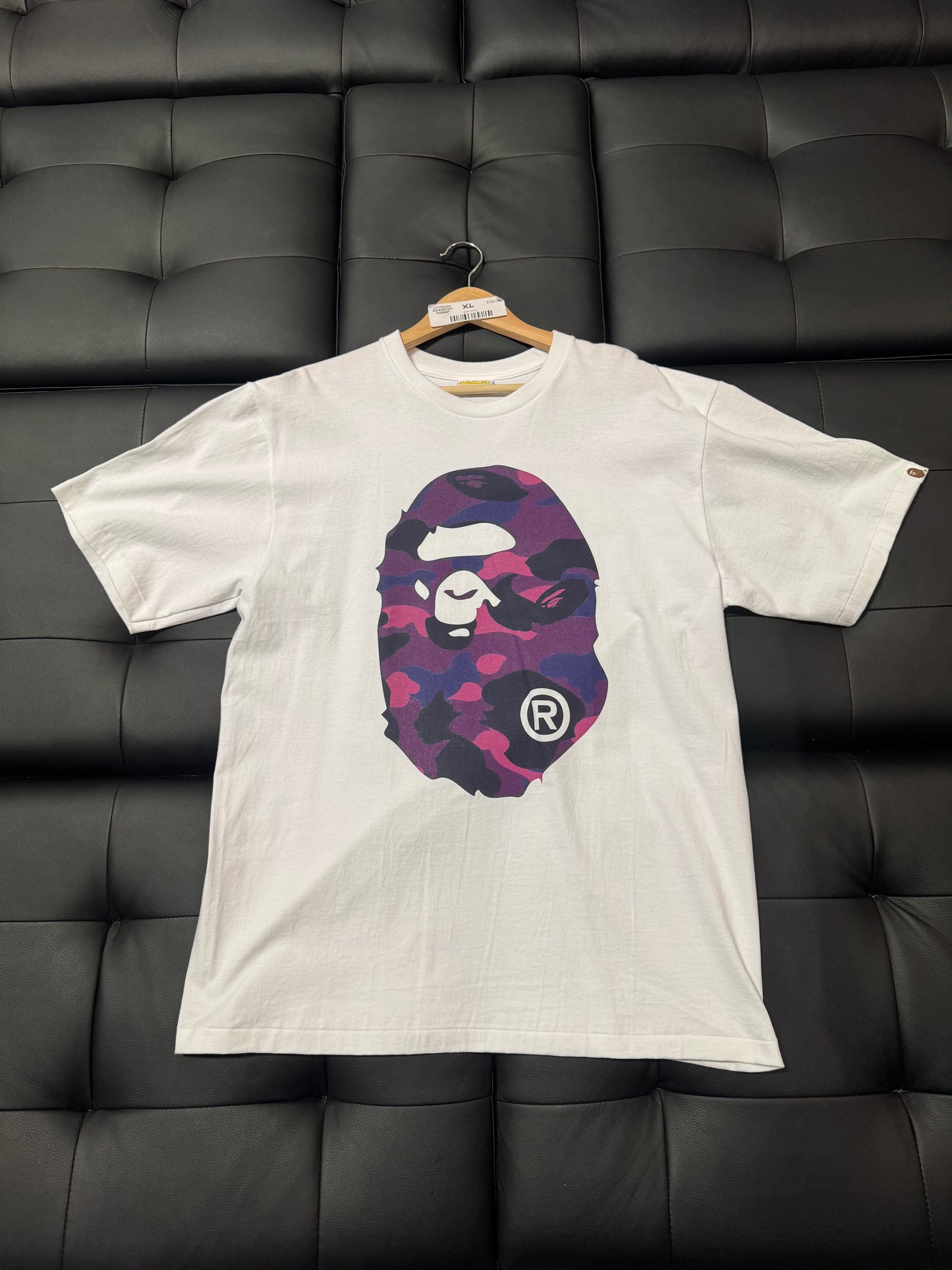 Bape Big Head Purple Camo Tee (White)