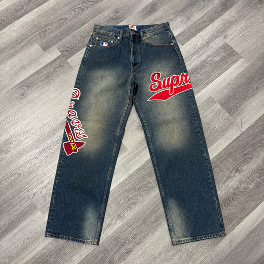 Supreme Mitchell & Ness Atlanta Braves Loose Fit Denim Jeans