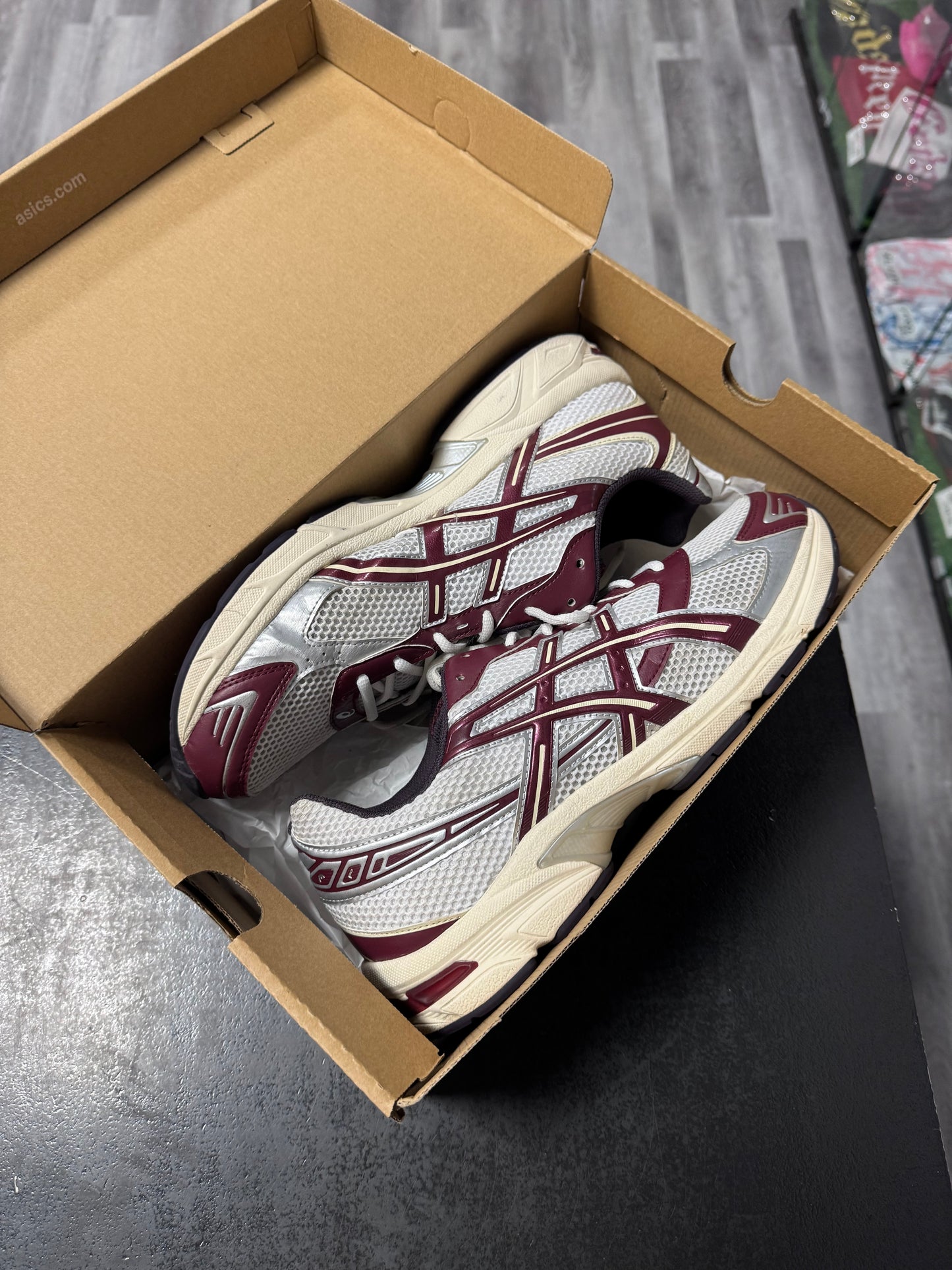 Asics Gel-1130 White Maroon Banner / Preowned