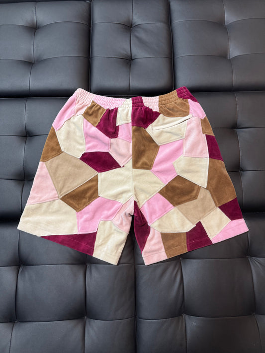 Supreme Velour Patchwork Shorts (Pink)
