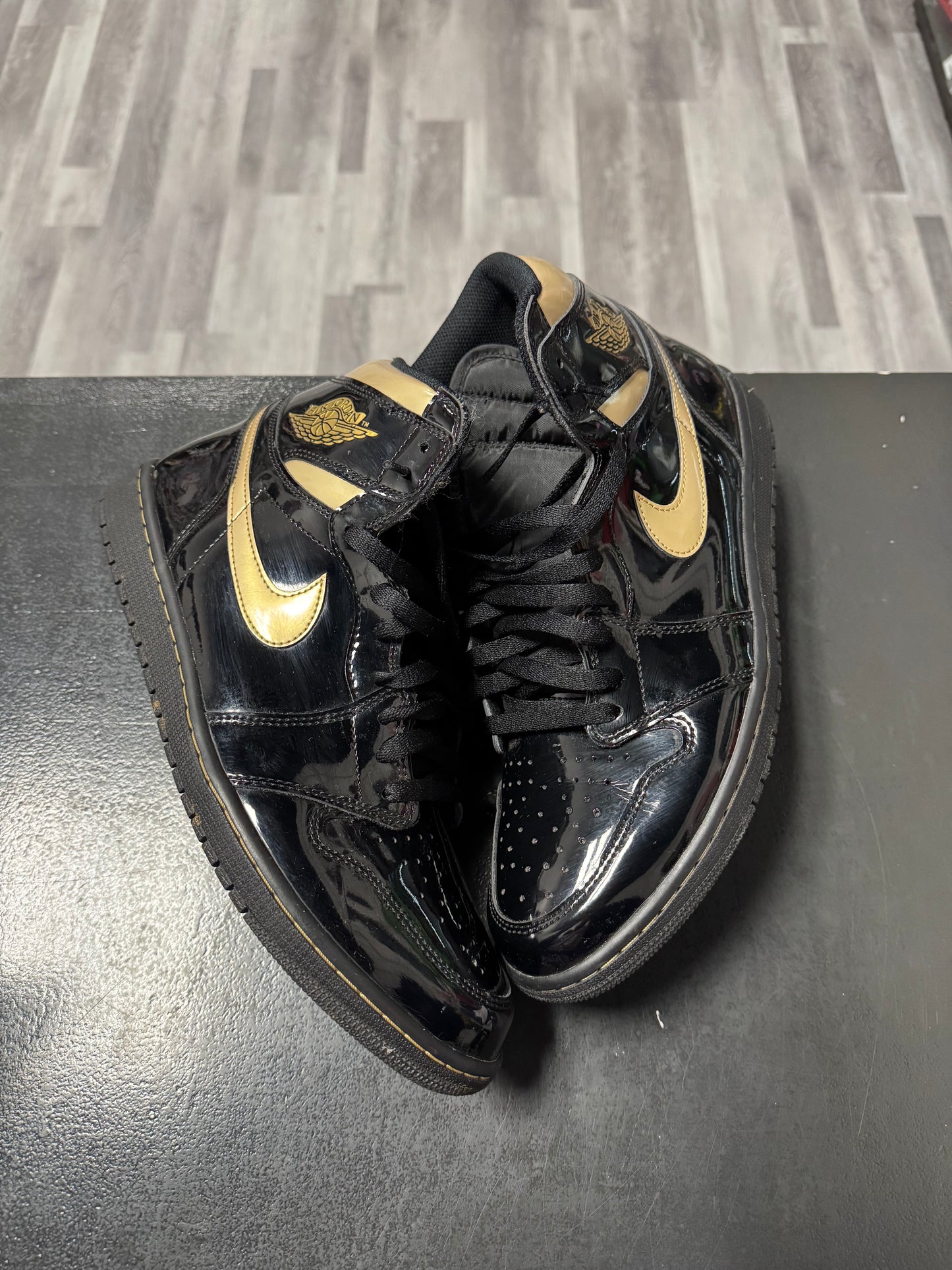 Jordan 1 Black Metallic Gold Patent / Preowned