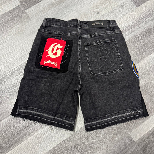 Godspeed Patchwork Denim Shorts (Black)