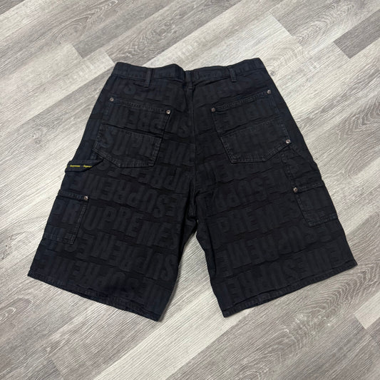 Supreme Repeat Jacquard Double Knee Denim Shorts (Black)