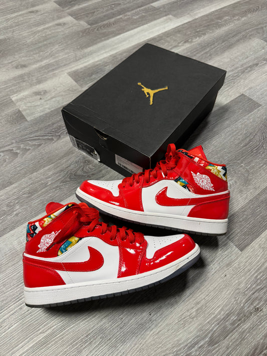 Jordan 1 Mid Barcelona Red Patent / Preowned