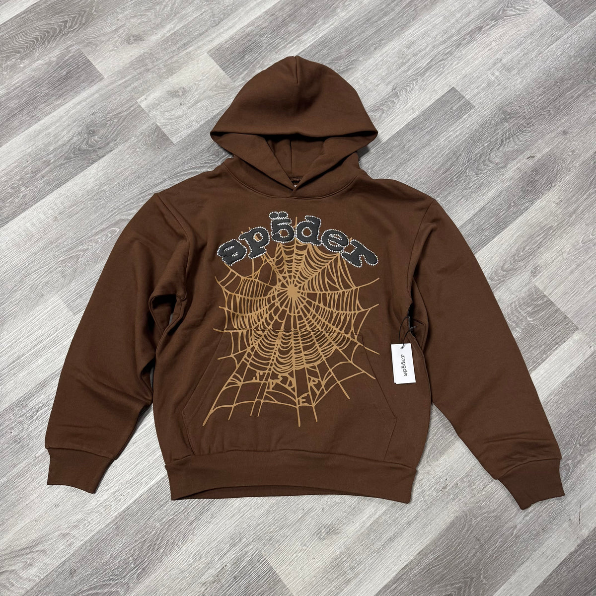 Sp5der Rinestone Sp5der Rhinestone OG Web Hoodie (Brown) – EnMotion Sneaker Store