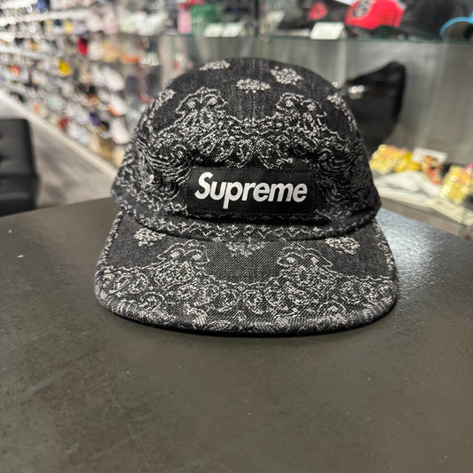 Supreme Bandana Jaquard Denim Camp Hat (Black)