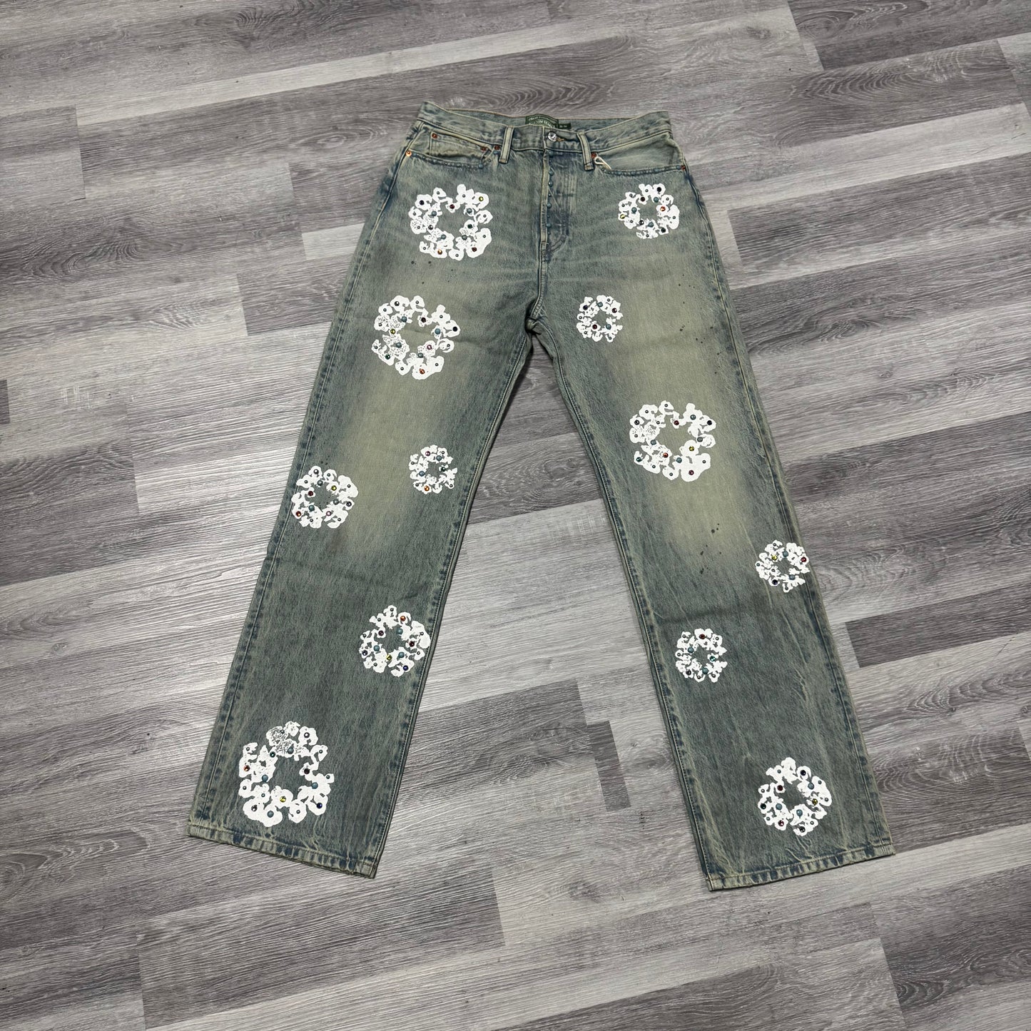 Denim Tears Rhinestone Baggy Dirty Wash Denim Jeans