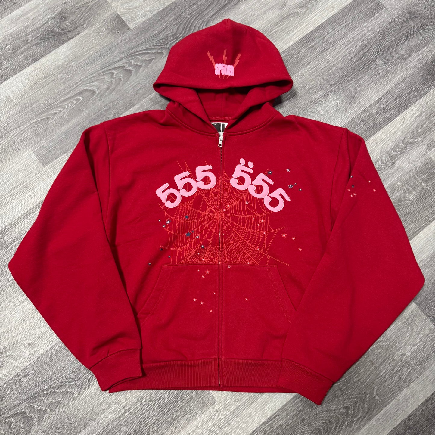 Sp5der Angel Numbers Zip Up Hoodie (Black)