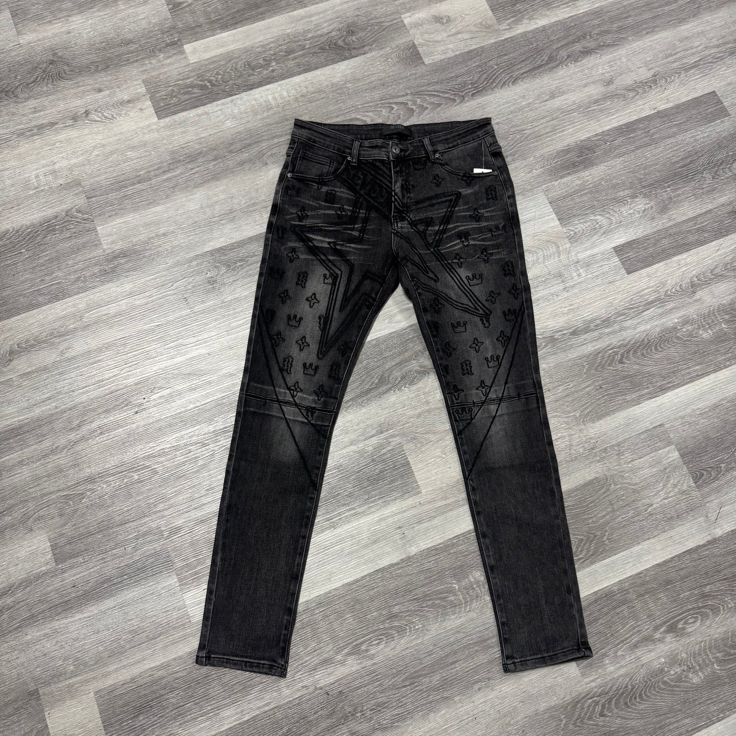 Reveer Black Wash Star Denim Jeans