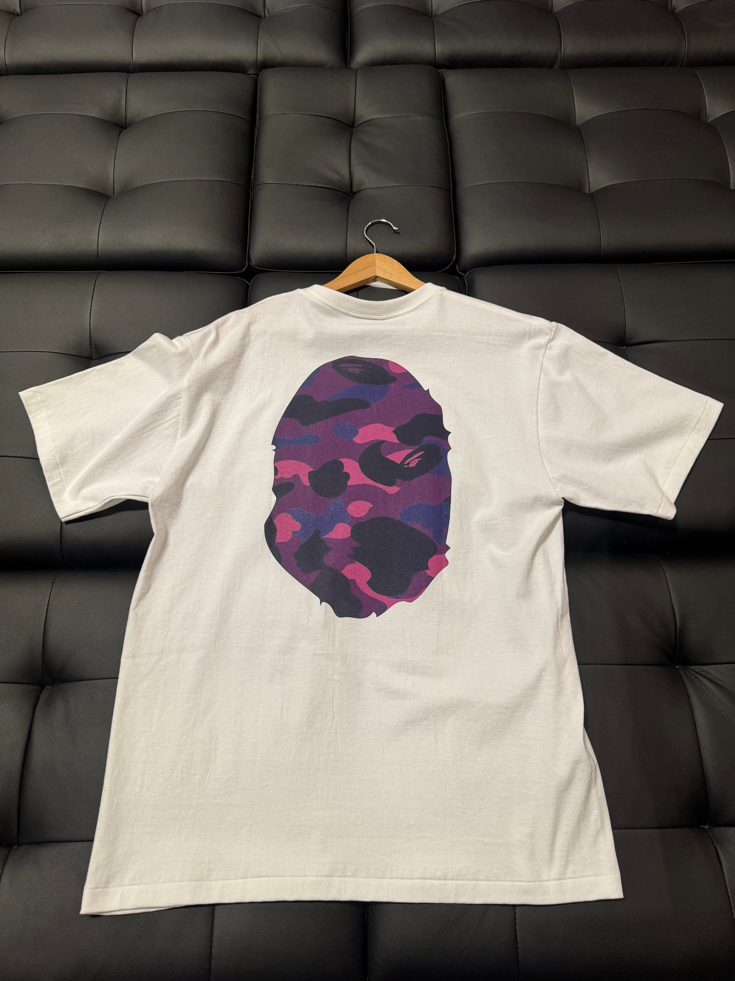 Bape Big Head Purple Camo Tee (White)