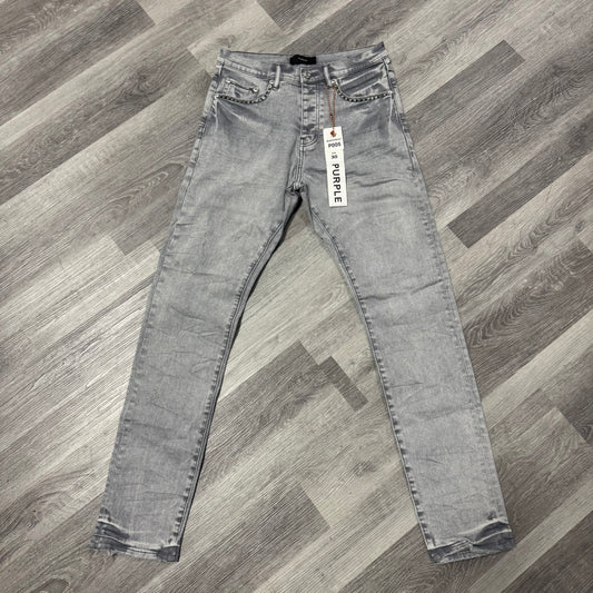 Purple Brand Studded Overdyed Grey Denim Jeans