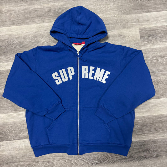 Supreme Arc Logo Thermal Zip up Hoodie (Blue)