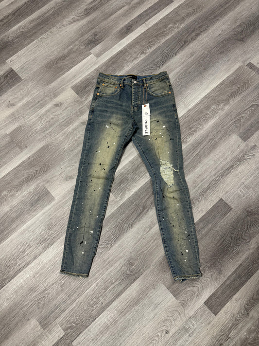 Purple Brand Indigo Destroyed Paint Denim Jeans