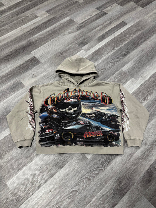 Godspeed Racer Hoodie (Stone Grey)