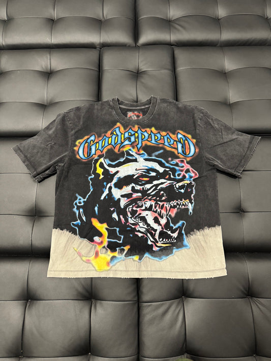 Godspeed Off the Leash Tee (Black Bleach Wash)