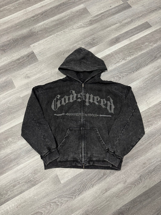 Godspeed Studded OG Logo Hoodie (Black Wash)