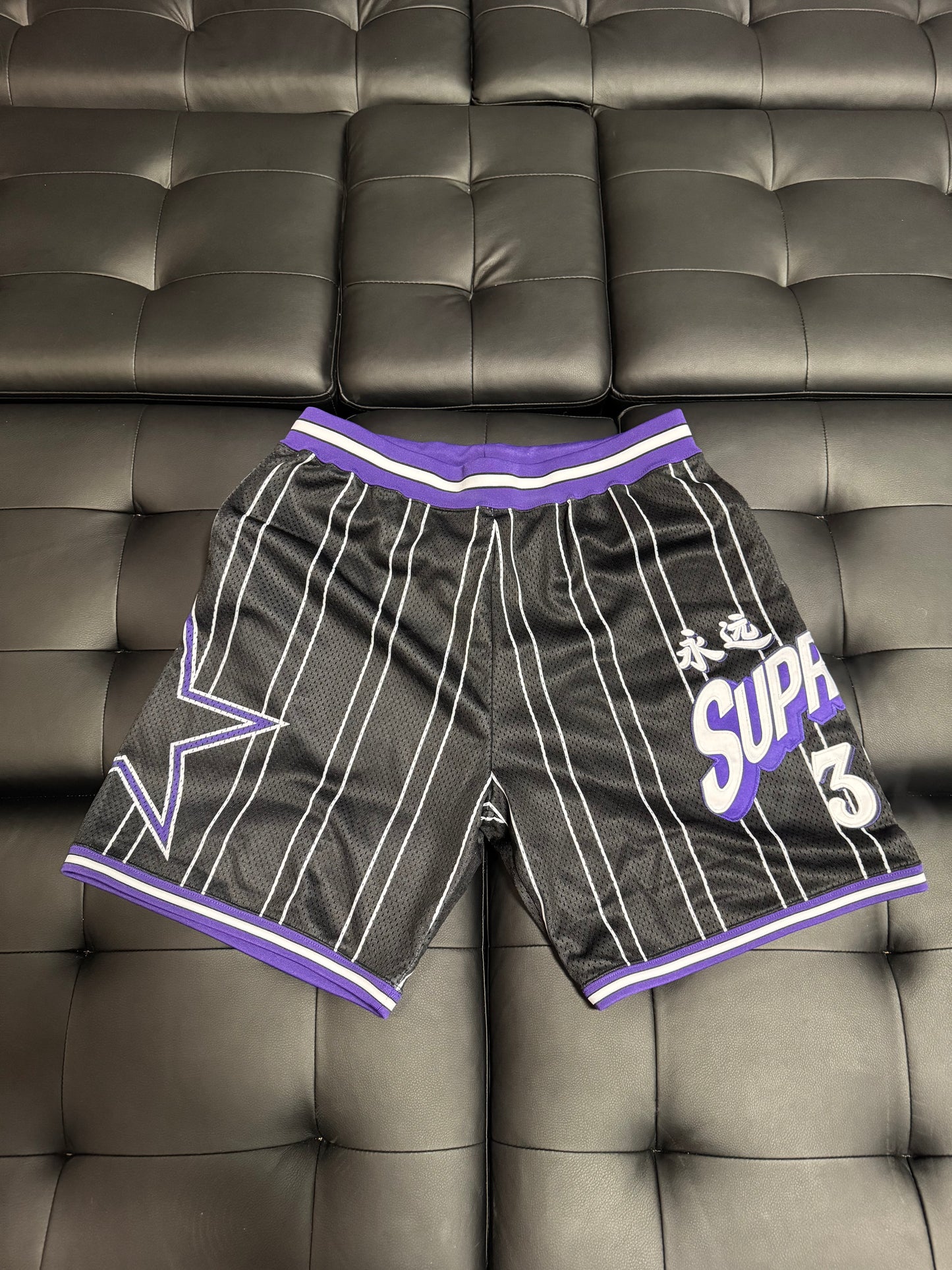 Supreme Pinstripe Star Shorts (Purple)