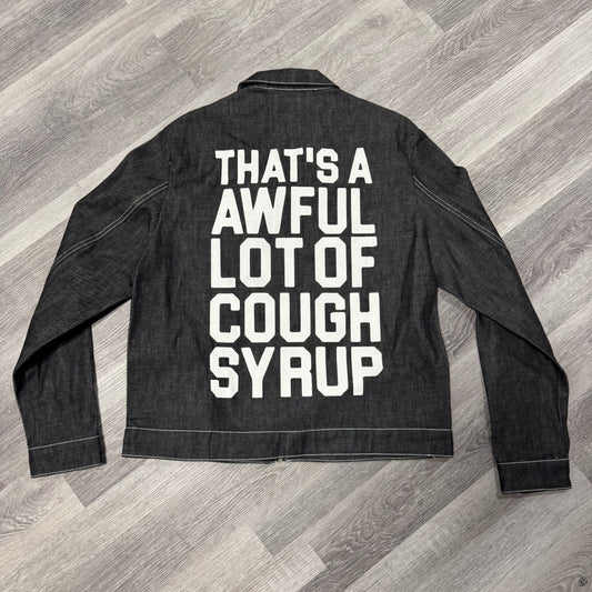 Thats a Awful Lot Of Cough Syrup Cup Pocket Denim Zip Up Jacket (Black)