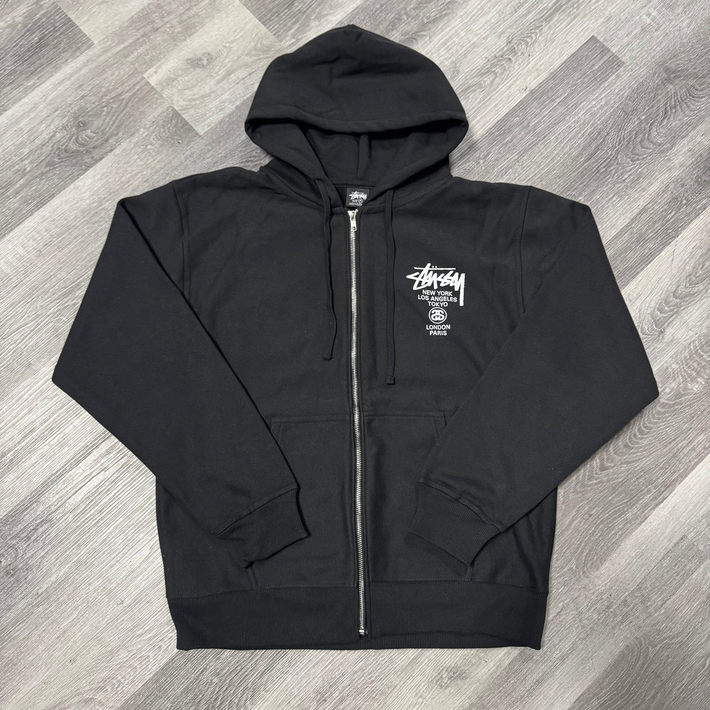 Stussy World Tour Zip Up Hoodie (Black)