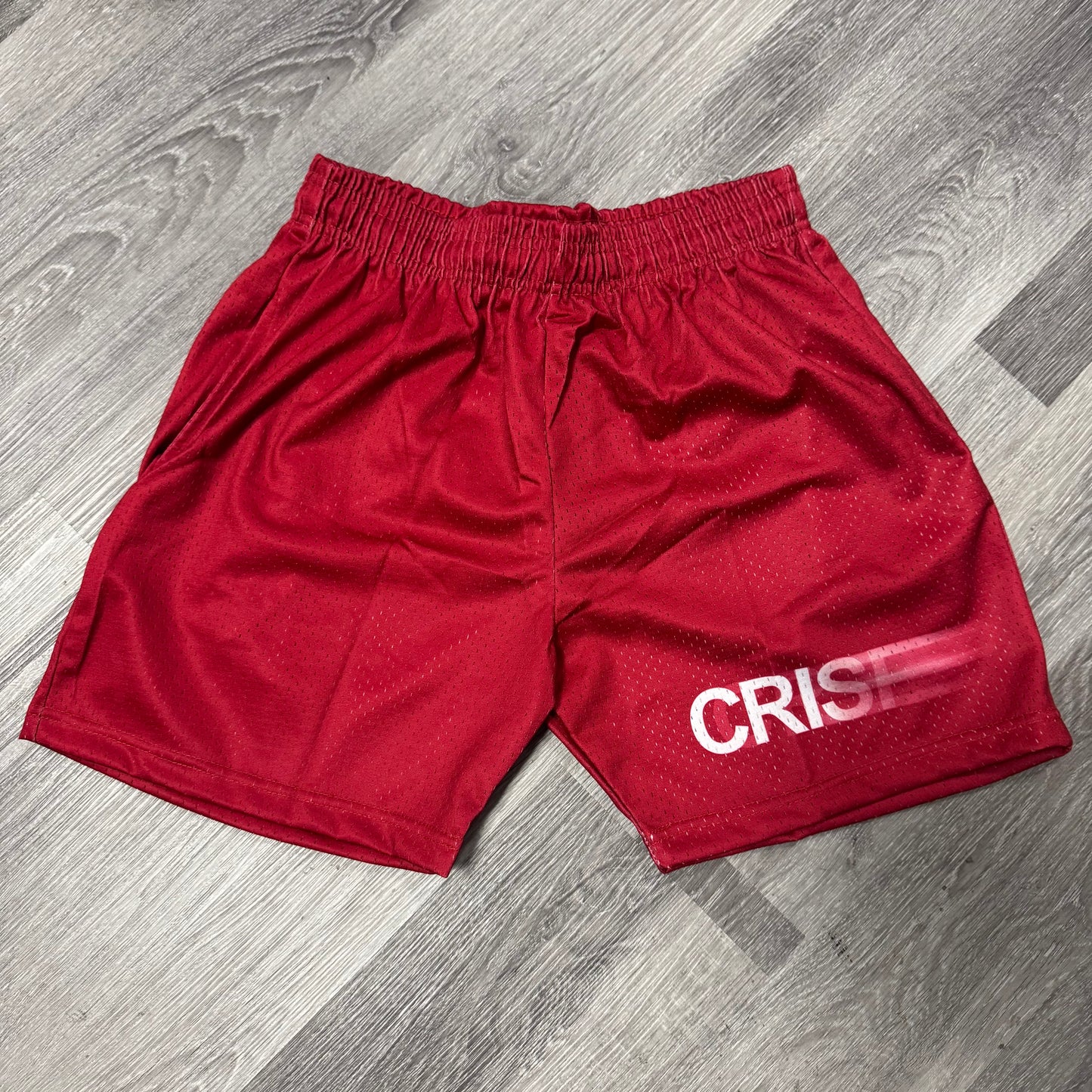Crispy NYC Blurred Logo Mesh Shorts (Maroon)