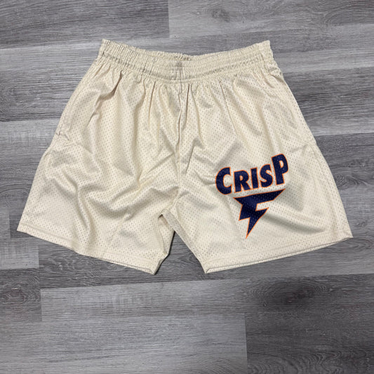 Crispy NYC Cream/Purple Logo Mesh Shorts