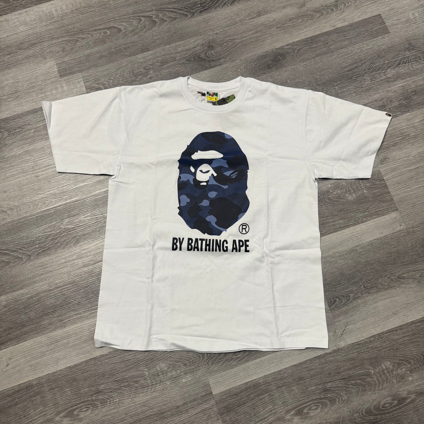 Bape Big Head Navy Camo Tee (White)